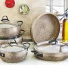 سرویس قابلمه 9 پارچه خمره ای کرم o.m.s ترکیه